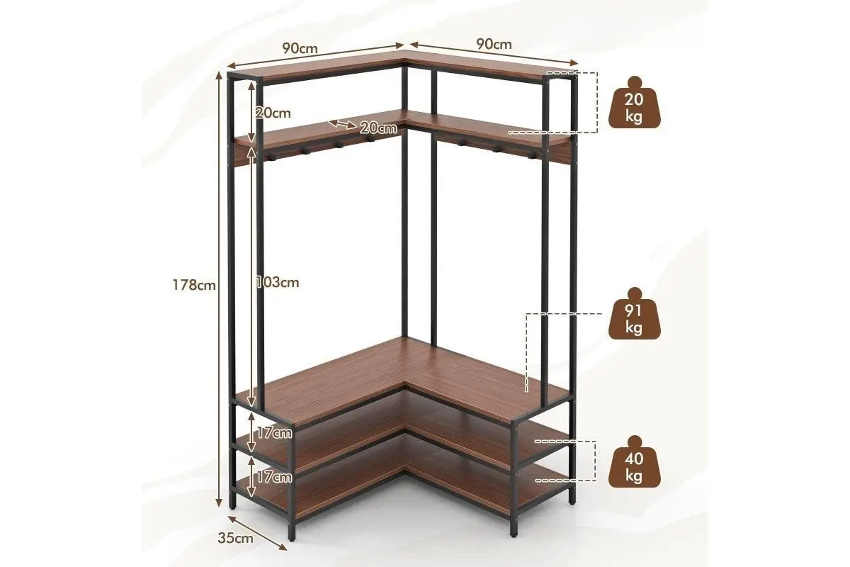 Вешалка Costway HU10555WT (Black/Brown)