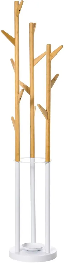 Cuier Homcom 837-161 30x30x174 cm (White/Natural Wood)