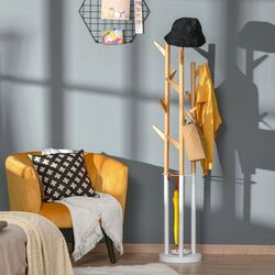 Вешалка Homcom 837-161 30x30x174 cm (White/Natural Wood)