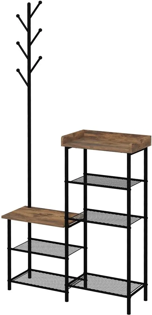 Cuier Homcom 837-385V00RB 90x28x182 cm (Rustic Brown/Black)