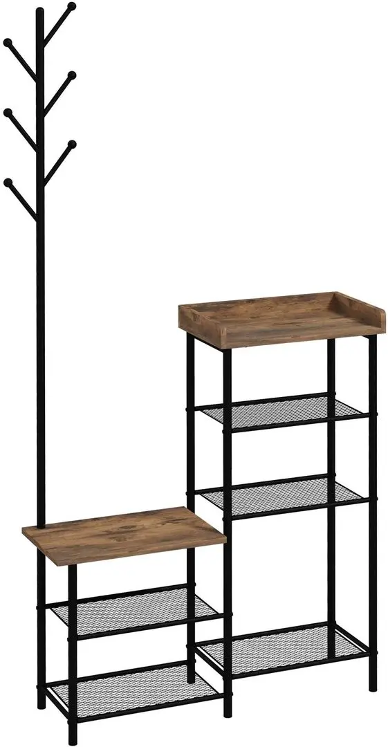 Cuier Homcom 837-385V00RB 90x28x182 cm (Rustic Brown/Black)