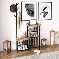 Cuier Homcom 837-385V00RB 90x28x182 cm (Rustic Brown/Black)