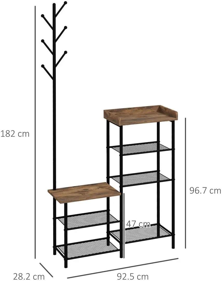 Cuier Homcom 837-385V00RB 90x28x182 cm (Rustic Brown/Black)