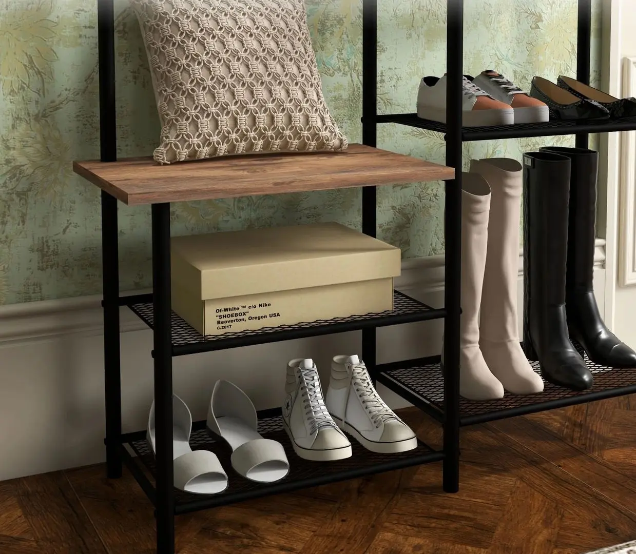 Cuier Homcom 837-385V00RB 90x28x182 cm (Rustic Brown/Black)