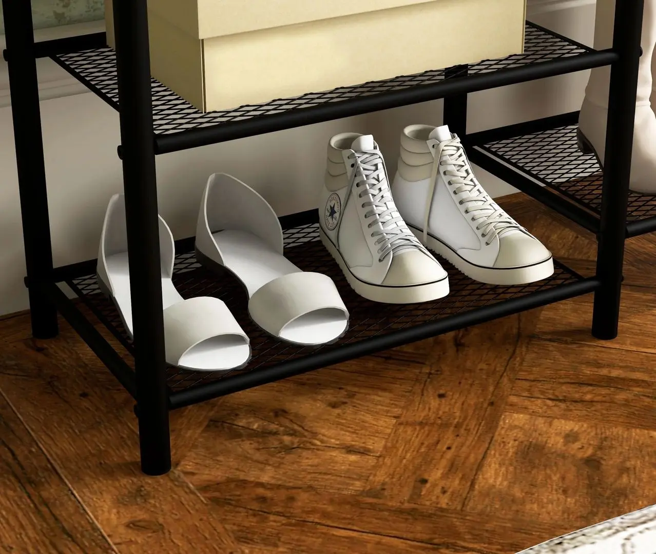 Cuier Homcom 837-385V00RB 90x28x182 cm (Rustic Brown/Black)