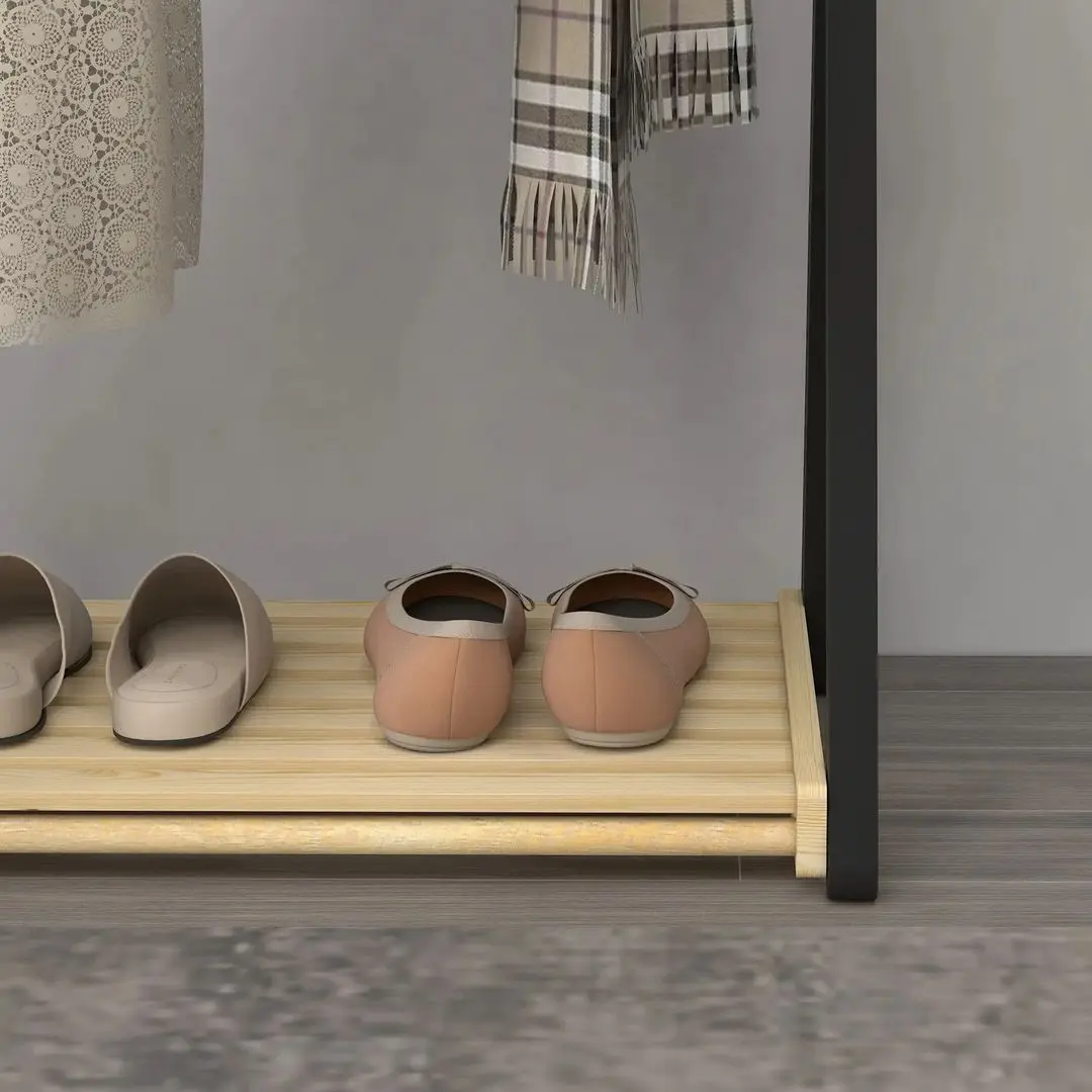 Cuier Homcom 837-458V00ND 61x45x152 cm (Natural Wood/Black)