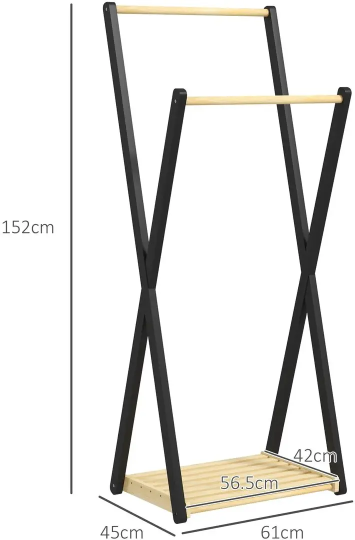 Cuier Homcom 837-458V00ND 61x45x152 cm (Natural Wood/Black)