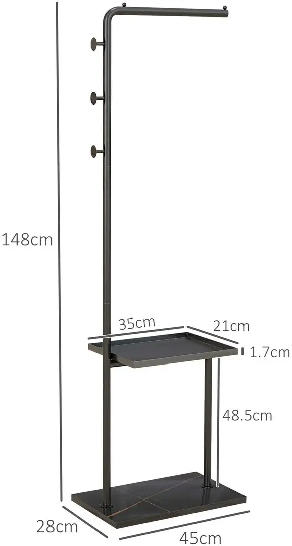 Вешалка Homcom 837-509V00BK 45x28x148 cm (Black) - 7