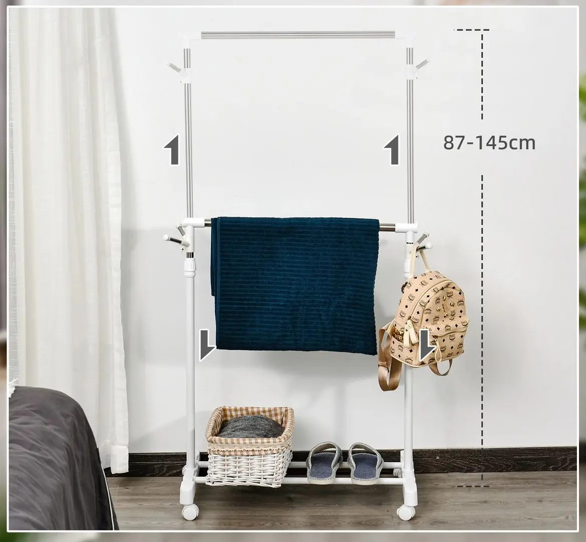 Cuier Homcom 850-116 68x42x145 cm (White/Silver)