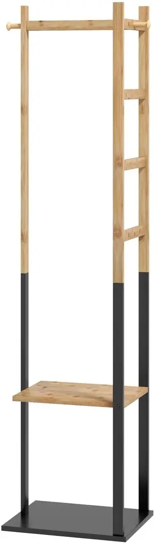 Cuier Homcom 850-310V00MX 46x28x153 cm (Black/Natural Wood)