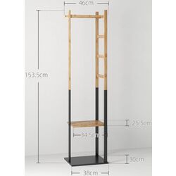 Cuier Homcom 850-310V00MX 46x28x153 cm (Black/Natural Wood) Thumb