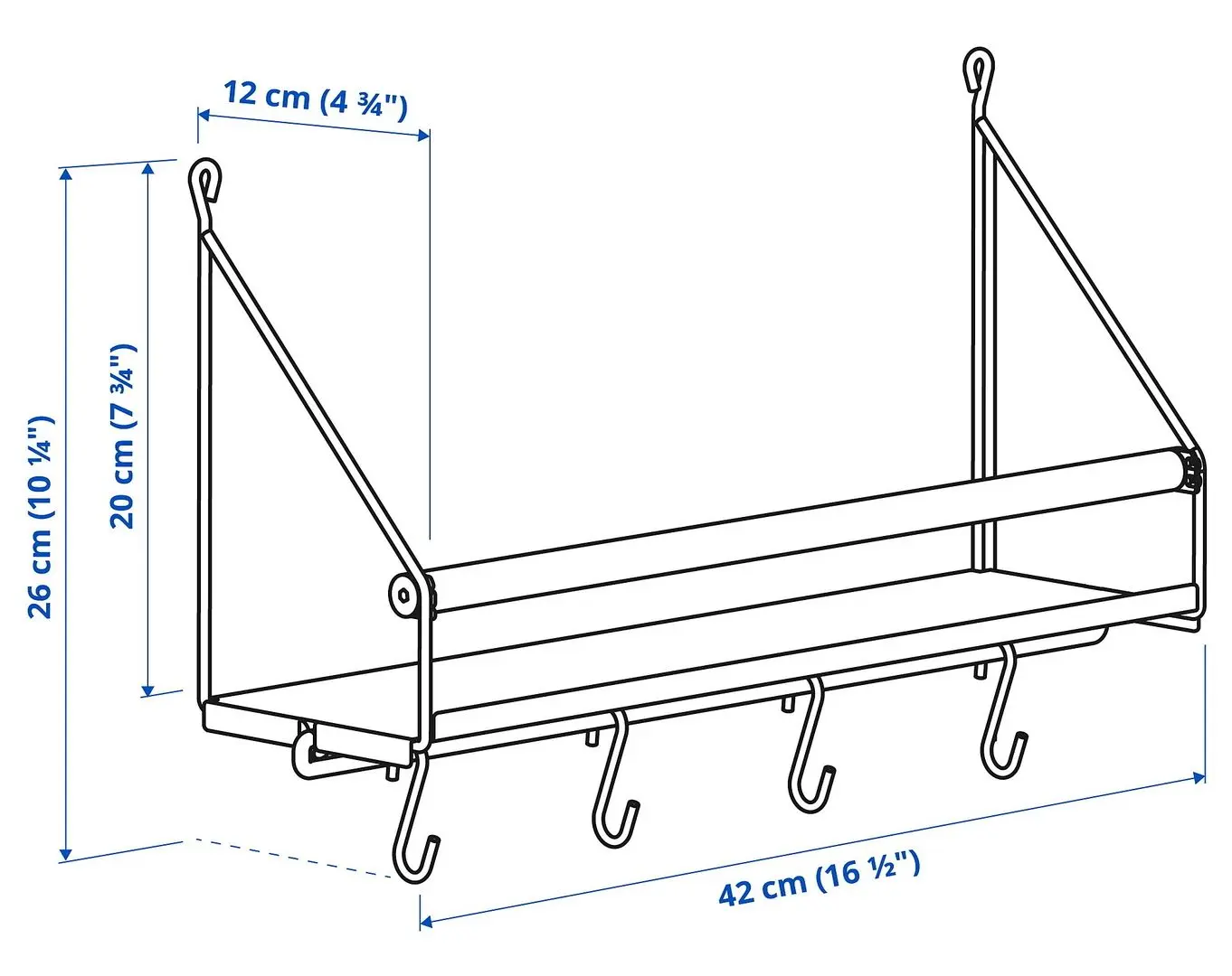 Raft-cuier Ikea Akerbruk 42x12x26 (Negru/Natur)