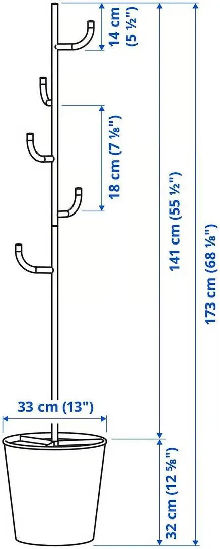 Вешалка Ikea Alganas 173x33cm (Голубой)