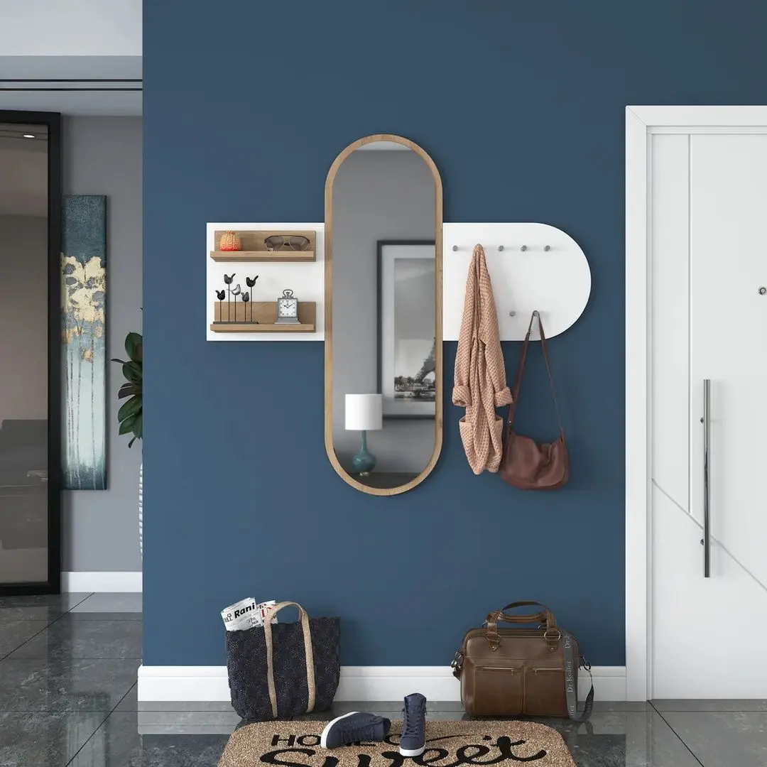 Oglinda cu cuier Mirage Meble P3 (Walnut/White)