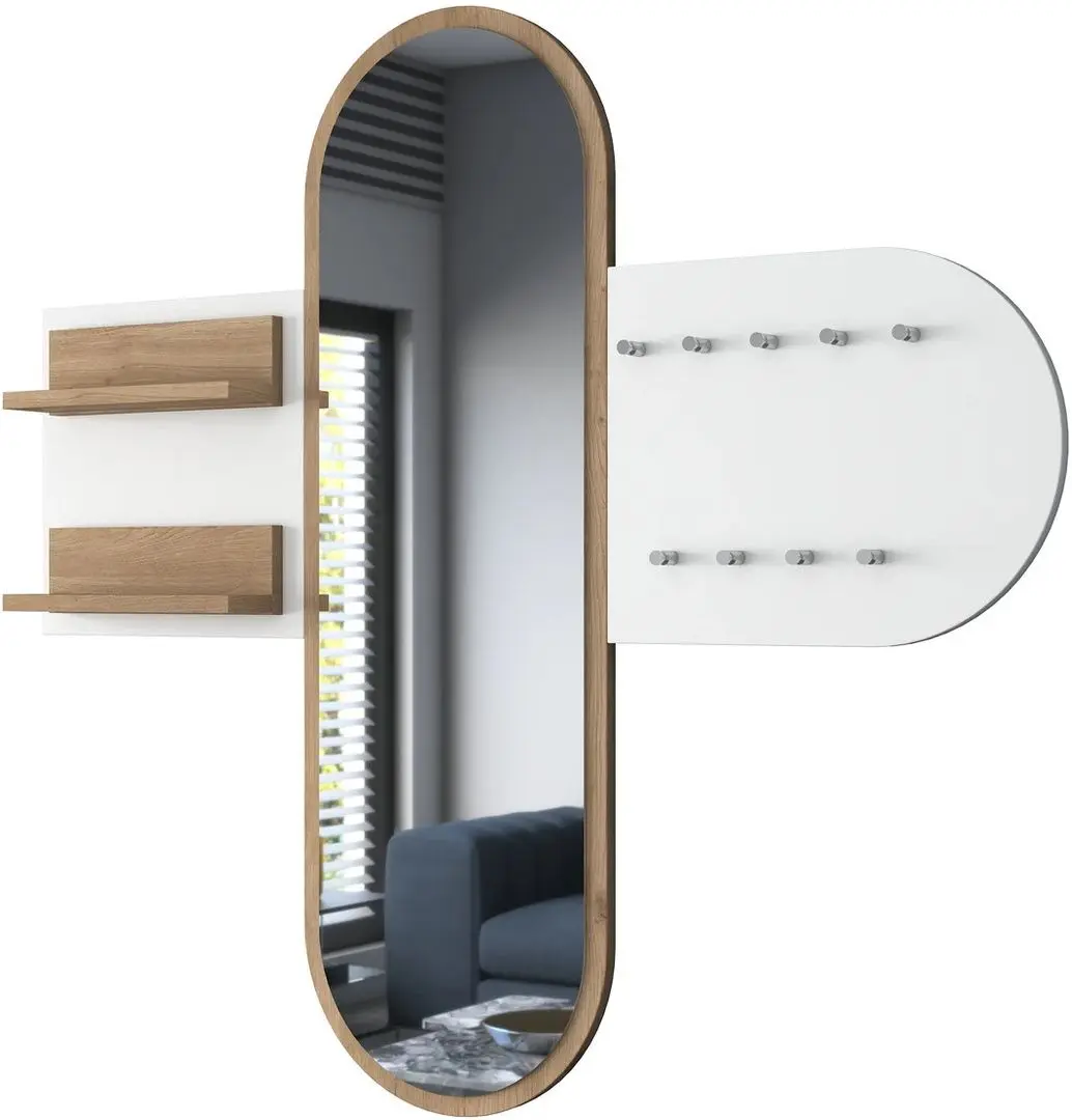 Oglinda cu cuier Mirage Meble P3 (Walnut/White)