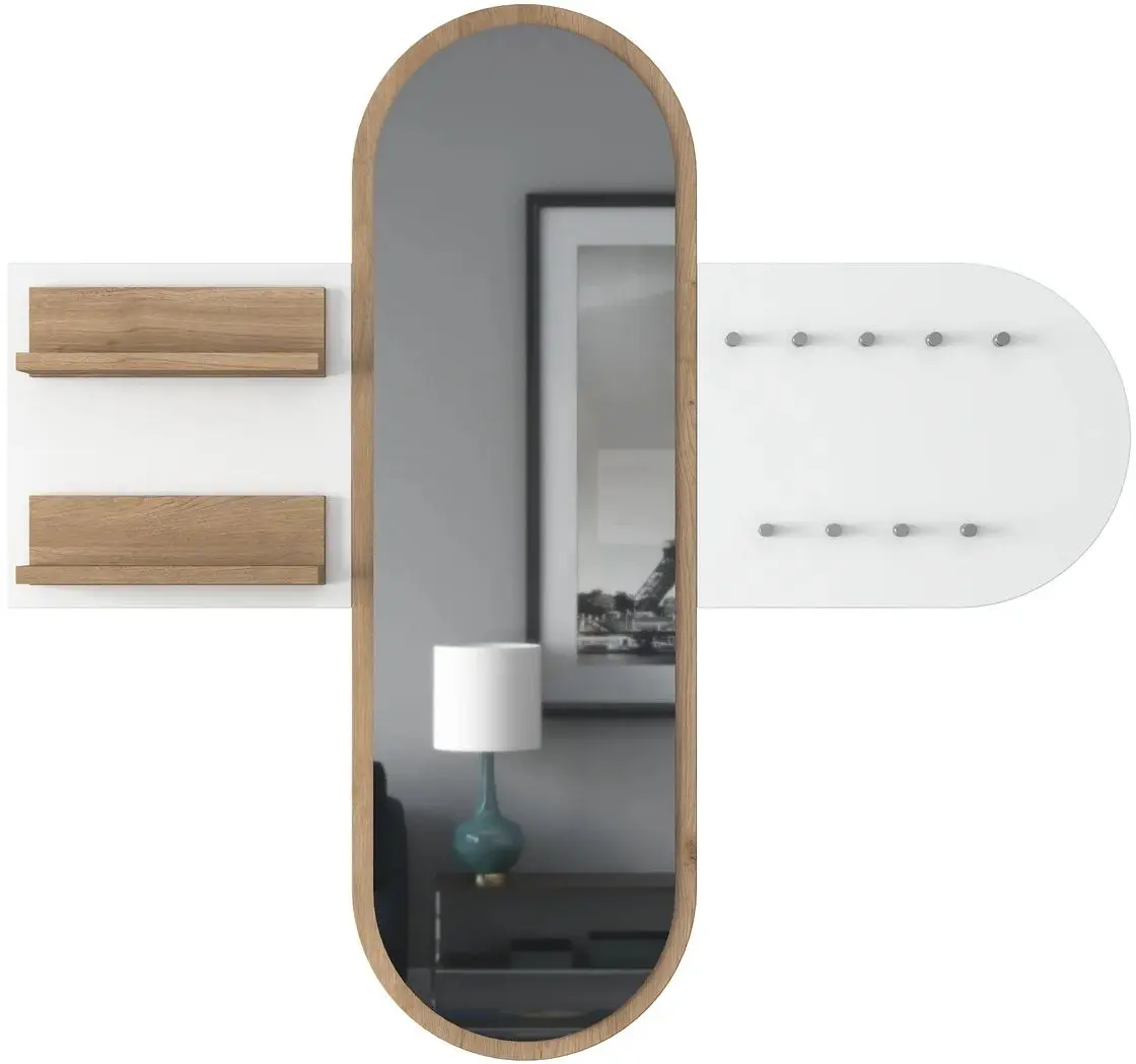 Oglinda cu cuier Mirage Meble P3 (Walnut/White)