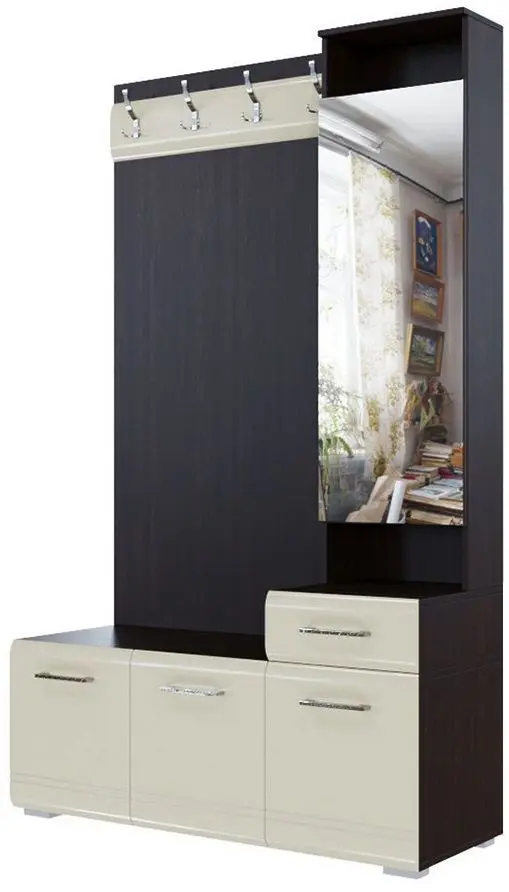 Cuier cu oglindă Просто хорошая мебель №1 1966 1.2m (Wenge Oak/Pearl)