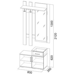 Cuier cu oglindă Просто хорошая мебель №3 0.8m (Wenge Oak/Ash Anchor Light) Thumb