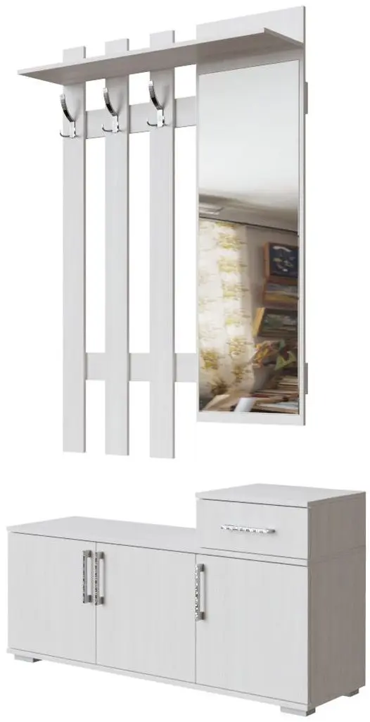 Cuier cu oglindă Просто хорошая мебель №3 1.0m (Ash Anchor Light)