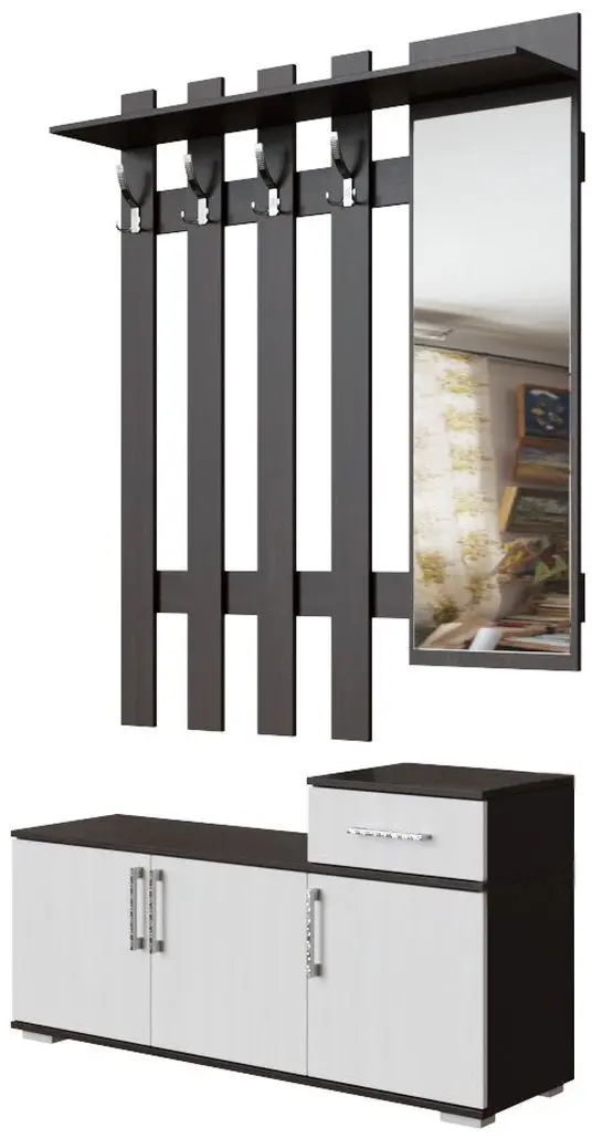 Cuier cu oglindă Просто хорошая мебель №3 1.2m (Wenge Oak/Ash Anchor Light)