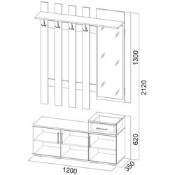 Cuier cu oglindă Просто хорошая мебель №3 1.2m (Ash Anchor Light) Thumb