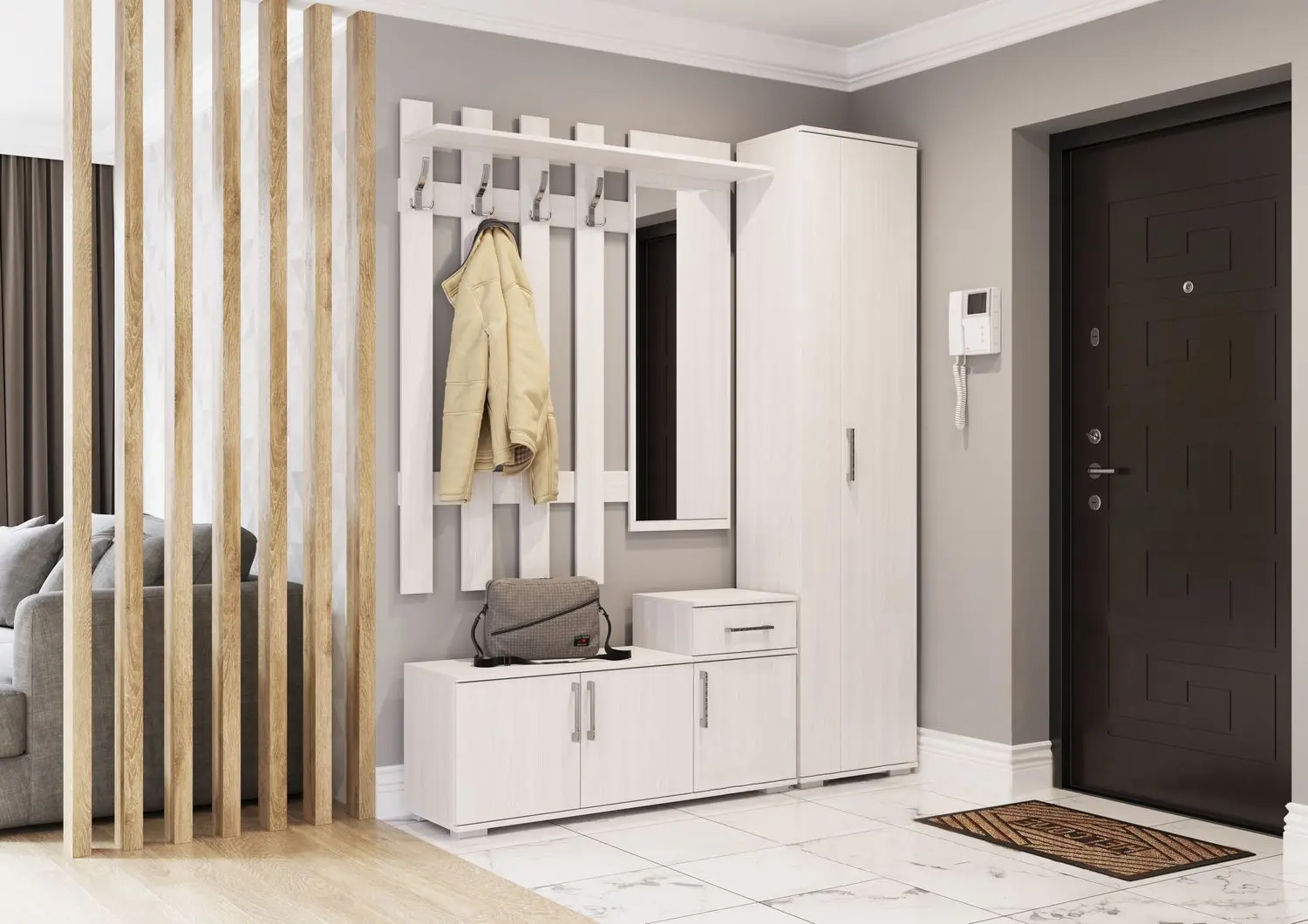 Cuier cu oglindă Просто хорошая мебель №3 1.2m (Ash Anchor Light) - 3