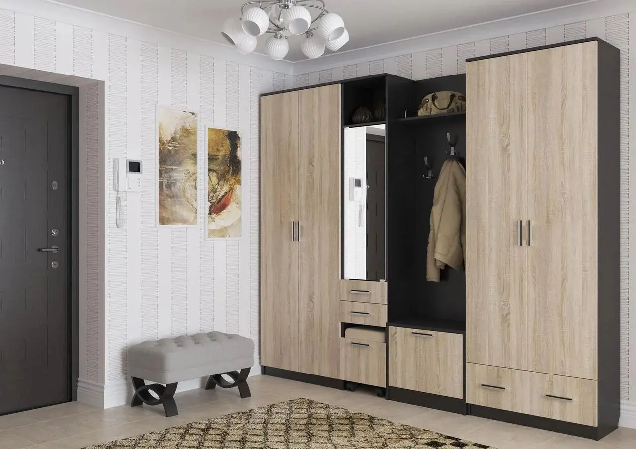 Вешалка с обувницей Консул 2 (Дуб Венге/Дуб Сонома) - 3