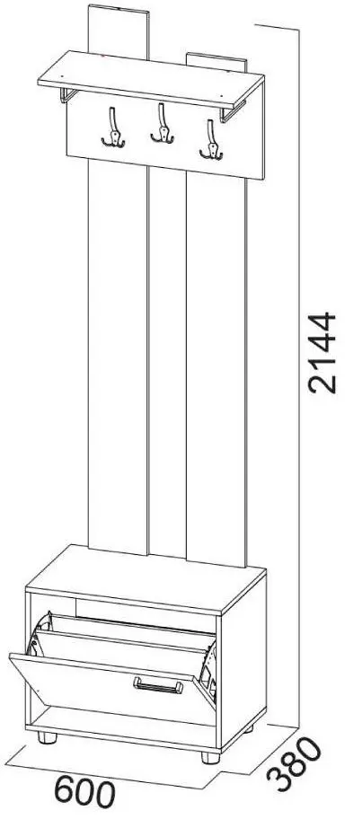 Cuier cu pantofar SV-mebel Vizit-1 (Canyon Light/Hickory Light) - 3