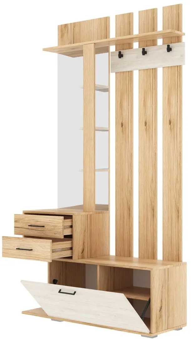Cuier cu oglinda SV-Mebel Skandi (Delano Oak/Santorini Pine Light) - 4
