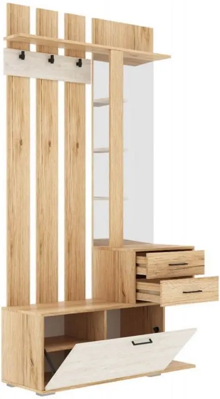 Cuier cu oglinda SV-Mebel Skandi Delano Oak/Santorini Pine Light (opusă) - 2