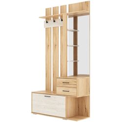 Cuier cu oglinda SV-Mebel Skandi Delano Oak/Santorini Pine Light (opusă)