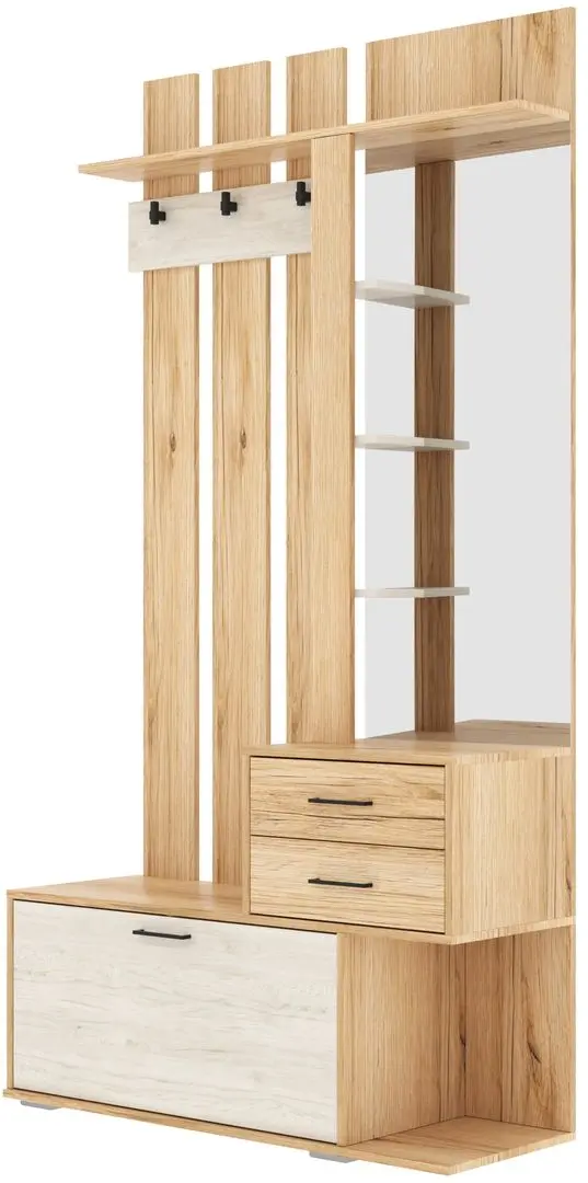 Cuier cu oglinda SV-Mebel Skandi Delano Oak/Santorini Pine Light (opusă)