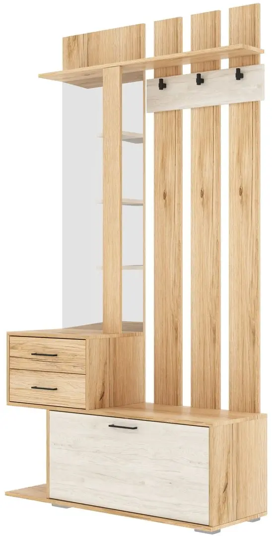 Cuier cu oglinda SV-Mebel Skandi (Delano Oak/Santorini Pine Light)