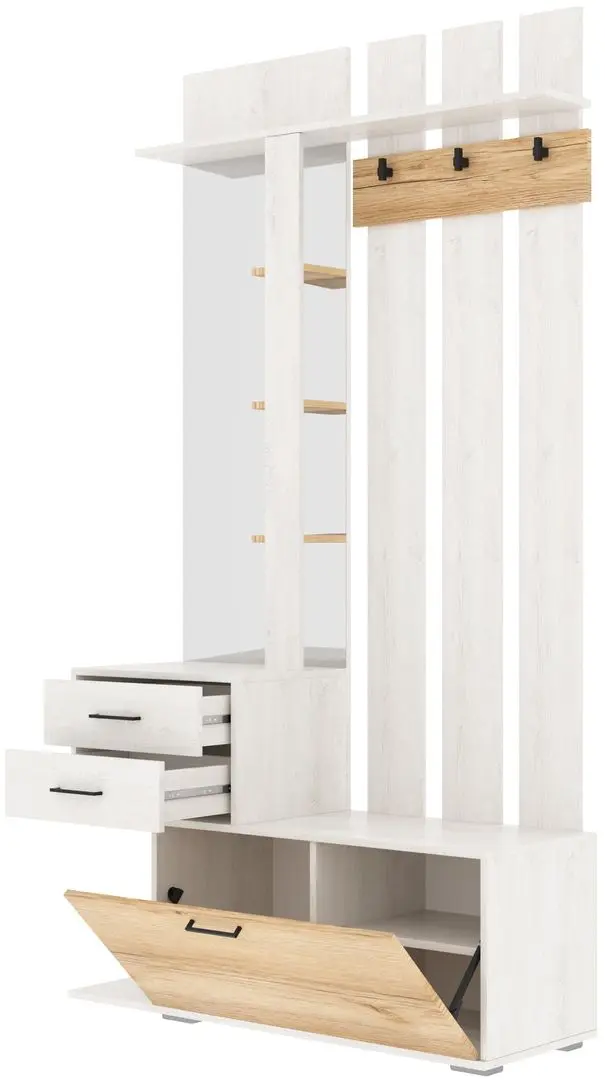 Cuier cu oglinda SV-Mebel Skandi (Santorini Pine Light/Delano Oak) - 3