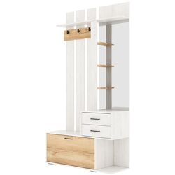 Cuier cu oglinda SV-Mebel Skandi Santorini Pine Light/Delano Oak (opusă)