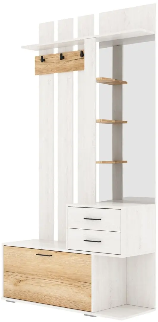 Cuier cu oglinda SV-Mebel Skandi Santorini Pine Light/Delano Oak (opusă)