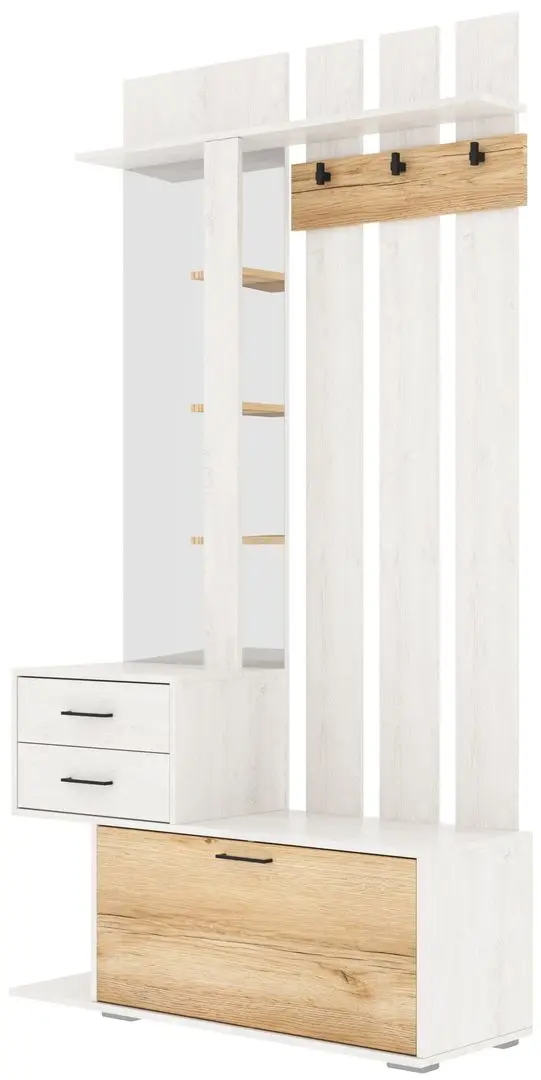 Cuier cu oglinda SV-Mebel Skandi (Santorini Pine Light/Delano Oak)