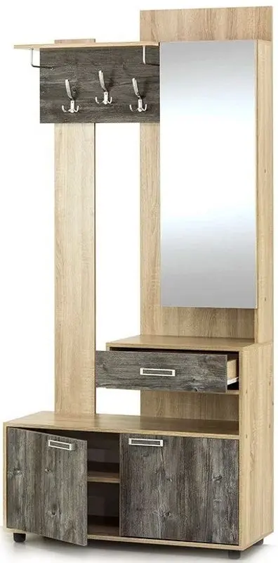 Cuier cu oglindă SV-mebel Vizit-1 Sonoma Oak/Jackson Pine (Dreapta) - 4