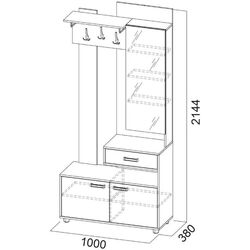Cuier cu oglindă SV-mebel Vizit-1 Sonoma Oak/Jackson Pine (Dreapta) Thumb