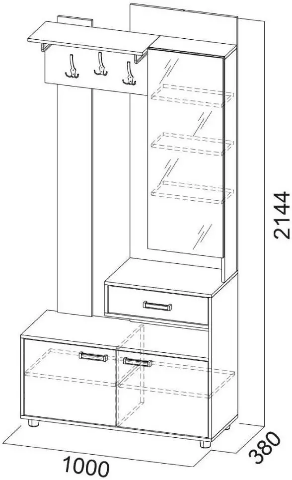 Cuier cu oglindă SV-mebel Vizit-1 Sonoma Oak/Jackson Pine (Dreapta) - 7