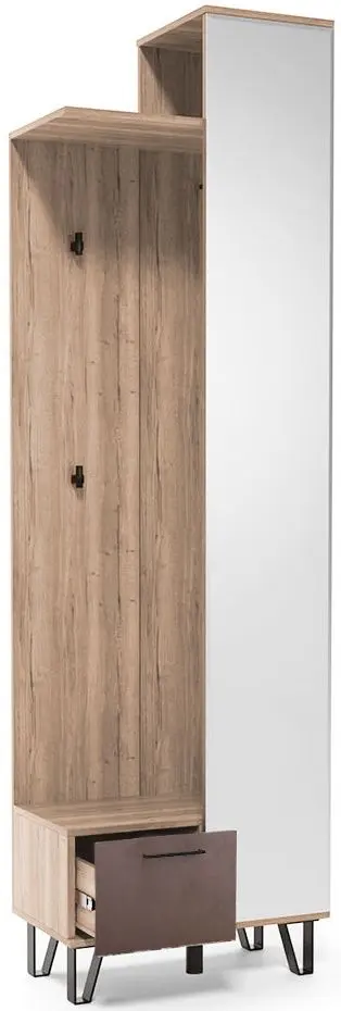 Вешалка SV-mebel Колибри 600 Гикори Светлый/Мокко Лофт (с зеркалом) - 3