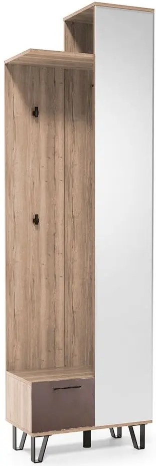 Вешалка SV-mebel Колибри 600 Гикори Светлый/Мокко Лофт (с зеркалом)