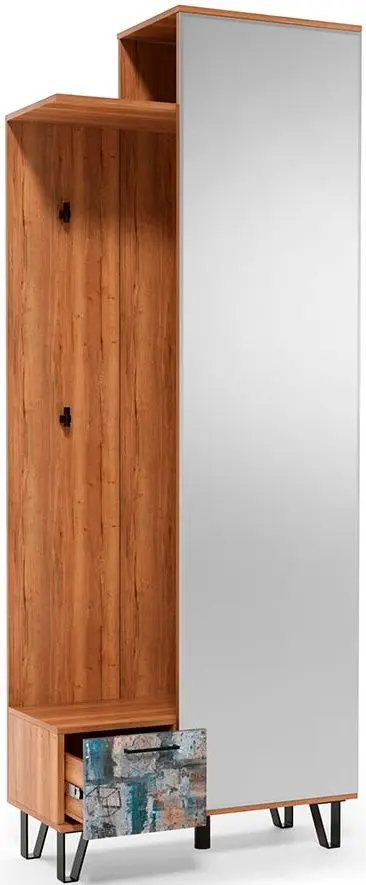 Вешалка SV-mebel Колибри 800 Дуб Делано/Графика (с зеркалом) - 3