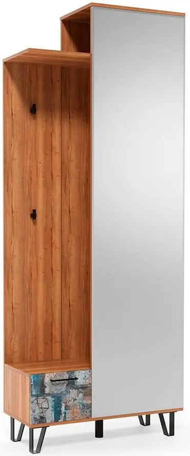 Вешалка SV-mebel Колибри 800 Дуб Делано/Графика (с зеркалом)