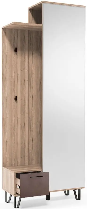 Вешалка SV-mebel Колибри 800 Гикори Светлый/Мокко Лофт (с зеркалом) - 3