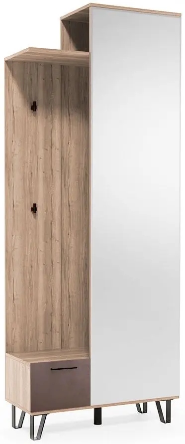Вешалка SV-mebel Колибри 800 Гикори Светлый/Мокко Лофт (с зеркалом)