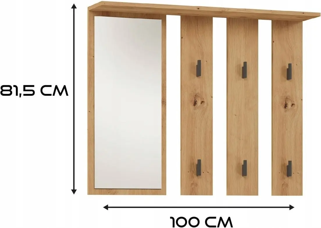 Cuier cu oglinda TopEshop Parma 100x81.5 (Artisan Oak)