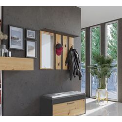 Cuier cu oglinda TopEshop Parma 81.5x100 (Anthracite/Artisan Oak)