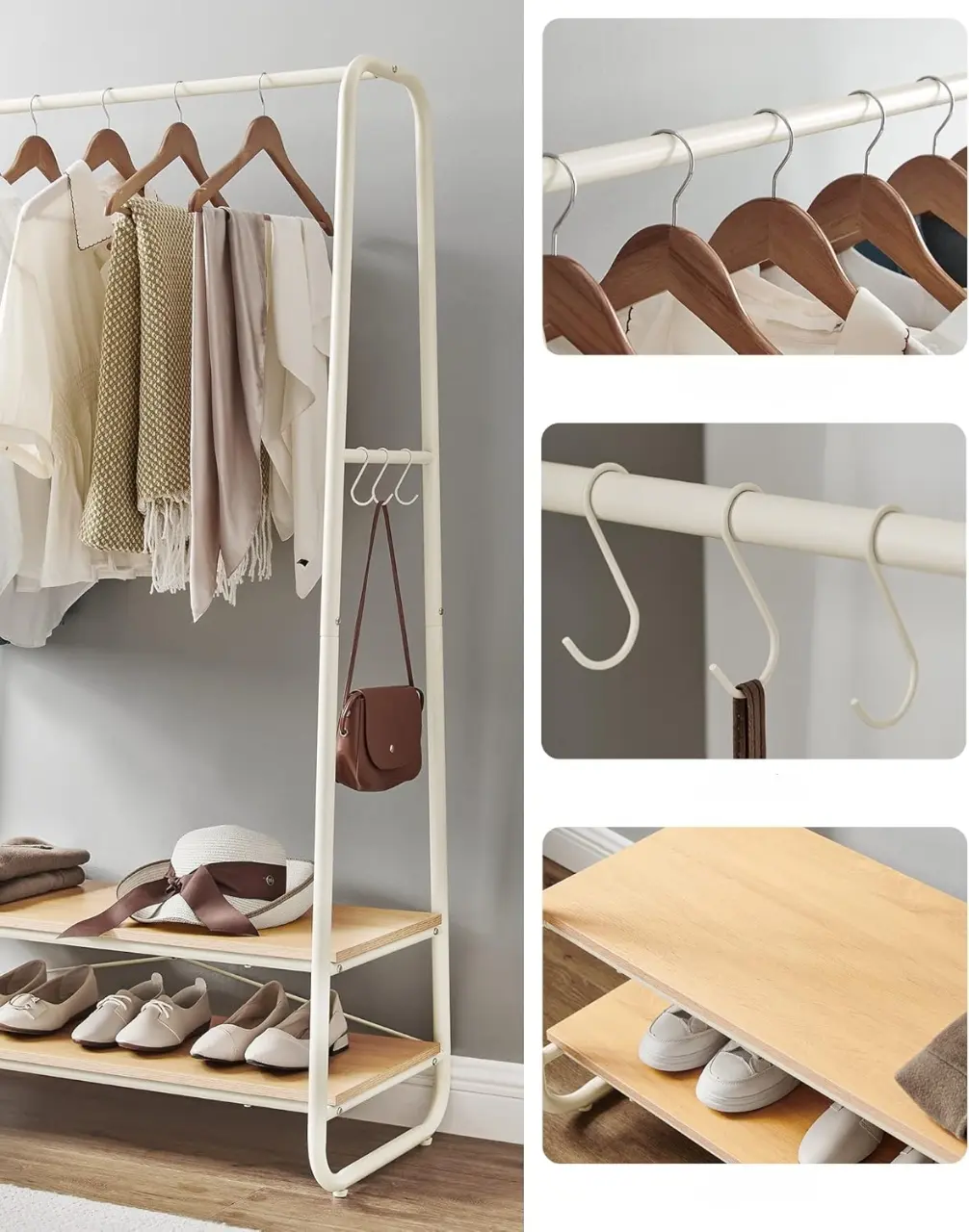 Вешалка Vasagle RGR112W09 (Oak/Cream)