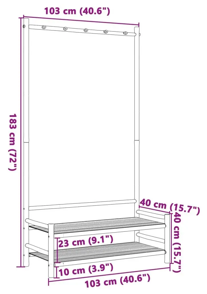 Cuier VidaXL 368032 (Bamboo)